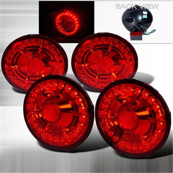 Overtime LED Tail Lights for 05 to 07 Chevrolet Corvette- Red - 10 x 12 x 18 in. OV3765514 - main